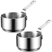 2PCS Mini Sauce Pans, 2.17x1.18" Stainless Steel Non-stick Mini Saucepan with Handle, Small Pots for Hot Milk, Coffee, Butter, and More