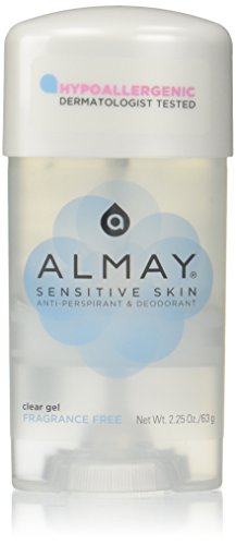 Almay Sensitive skin Clear Gel, Anti-Perspirant & Deodorant, Fragrance Free, 2.25-Ounce Stick (Pack of 6)