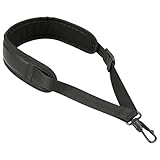 CALFOVERA Schwarzer Saxophon Nackengurt Aus Weichem Verstellbarem Und Breit Gepolstertem PU Leder Samt Mit Drehbarem Haken Aus Aluminiumlegierung Für Altsaxophon Tenor Bass Und Klarinette