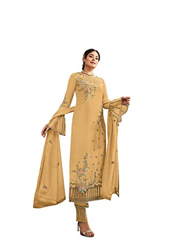 GRC Pakistani Dresses for Women Ready to wear Georgette Indian Clothes for Women Embroidered Designer Straight Dress (X-Small, Yallow)