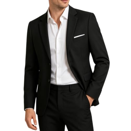 SISAVE Men Black Blazer Slim Fit Men's Suit Jacket for Wedding Size XS