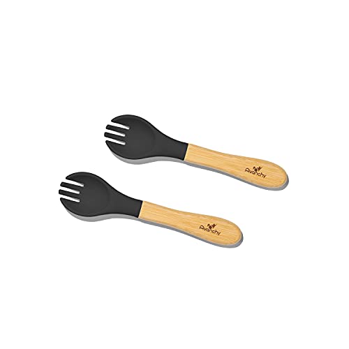 Image of Avanchy Baby Fork Set, Bamboo and Silicone Spork Utensils, Toddler Baby Led Weaning Silverware Cutlery Flatware, Kids First Self Feeding