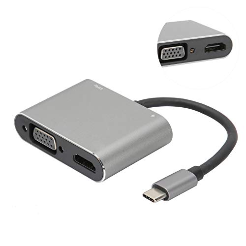 Adaptador tipo C, 4 em 1 liga de alumínio cinza tipo C para adaptador USB, 4,5 W 4K para computador