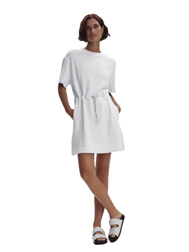 Image of COCOMARTS Dresses for Women Summer Short Sleeve Crew Neck Sweatshirt Dress Drawstring Waist Tunic Tops Mini Vacation Sundress