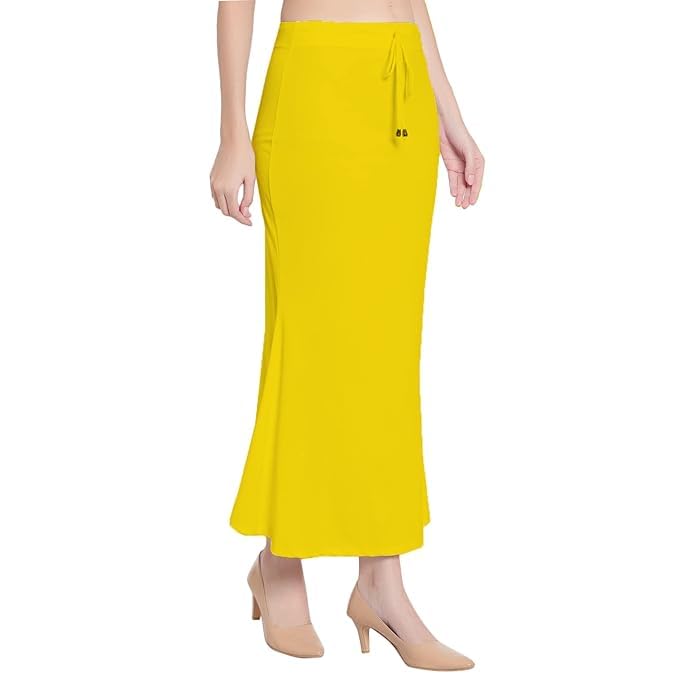 Image of Saree Shapewear Petticoat for Women Cotton Blended Lycra Shaper Petticoat with Elastic & Lace (Drawstring) Long Under Skirt Fishcut Wrinkle Free Shapewear