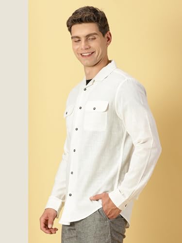 Image of Thomas Scott Men's | Solid | Full Sleeve | Regular Fit | 100% Cotton | Double Flap Pocket | Spread Collar | Casual Shirt