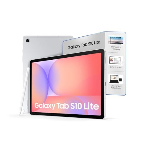 Image of Samsung Galaxy Tab S10 Lite with AI [Smartchoice], S Pen in-Box, 27.7 cm (10.9 Inch) Display, Object Eraser, 90Hz Refresh Rate, IP42 Rating, 6GB RAM, 128GB Storage, Wi-Fi + 5G Tablet, Silver