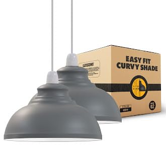 2PCS Grey Ceiling Light Shade 29CM Metal lamp Shade Pendant Lighting Ceiling Light Shade,Ceiling Fitting Light & Industrial Light for Indoor Pendant Light Shade Kitchen Easyfit lamp Shade