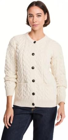 Irish Cardigan Sweater for Women Made in Ireland Supersoft Aran M...