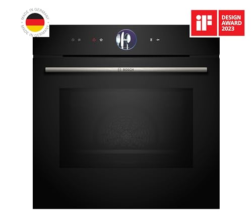 Bosch HMG776NB1, Serie 8 smarter Einbau-Backofen mit Mikrowellenfunktion, 60 x 60 cm, Schwarz, Made in Germany, Pyrolyse, Air Fry, Digitaler Bedienring Touchdisplay, Automatikprogramme auf Knopfdruck