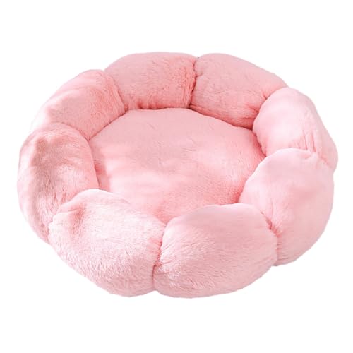 F Fityle Kleines Hundebett, Haustierbett, bequem, langlebig, für Welpen, selbstwärmend, blumenförmiges Sofakissen, Katzenbett für Katzen im Innenbereich, rosa 40cm