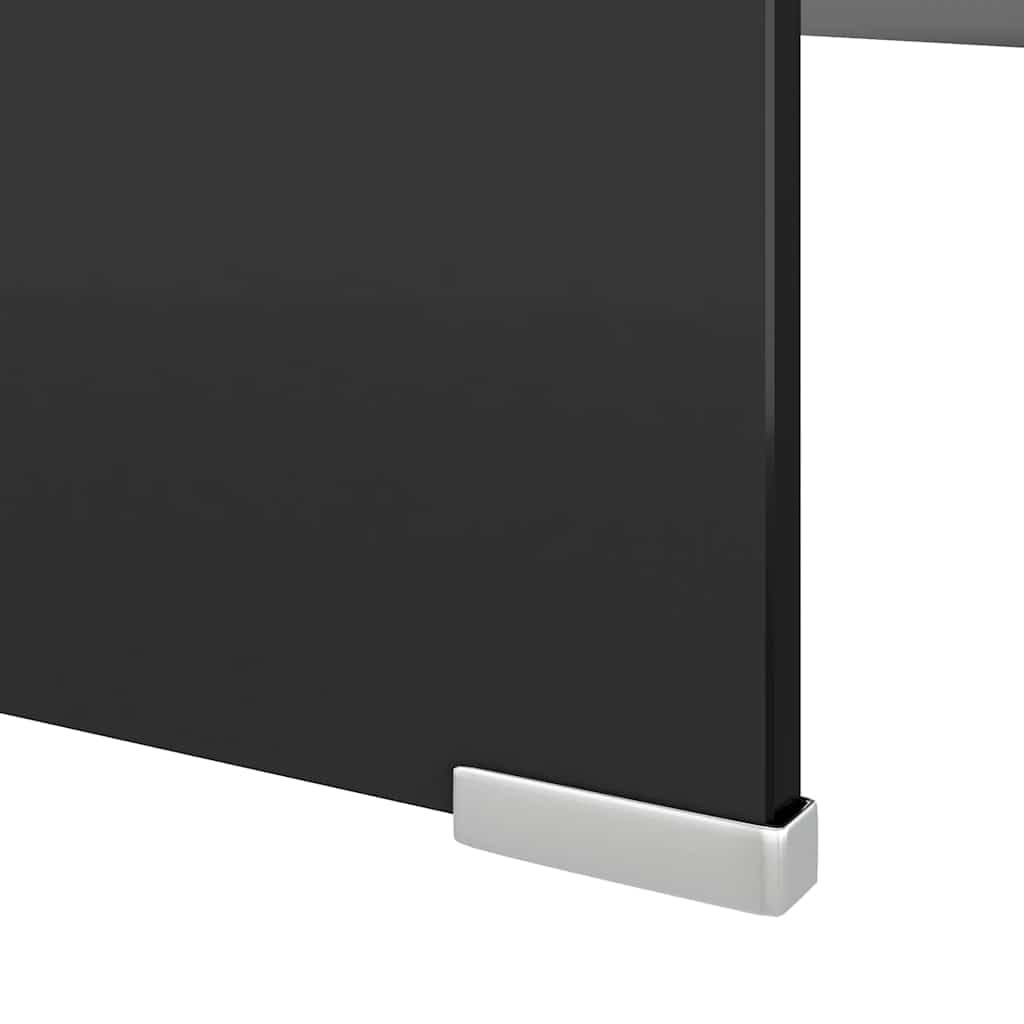 Leasha Rehausseur Écran PC Bureau, Réhausseur d'Écran Support de Moniteur 120x30x13 cm verre noir