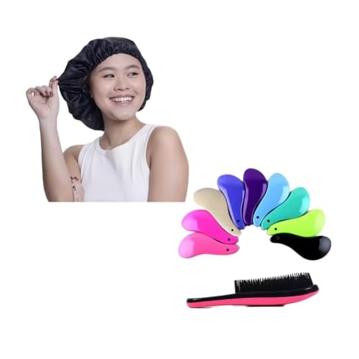Kit Escova magica para cabelo + Touca de cetim anti-frizz