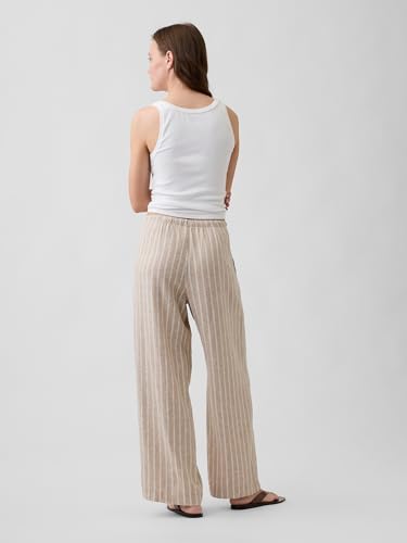 Image of Gap Womens Wide Leg Linen Pull on Pant