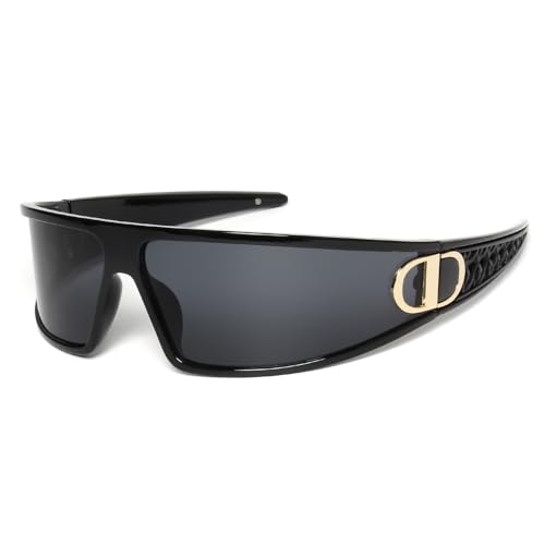 KENBO Y2K Sunglasses Wrap Around Futuristic Sunglasses for Women Men Fashion Sport Shades Sun Glasses UV400