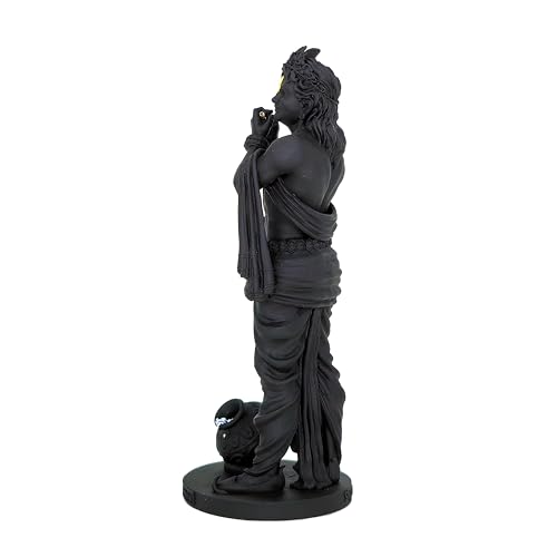 Image of MurtiHome Shyamsundar Krishna Statue, Lord Shri Gopal Idol | 10.16 cm Tall Small Black Color Figure Made From UV Resin, Crafted by 3D Printer for Car Dashboard, Home, Office, Gift