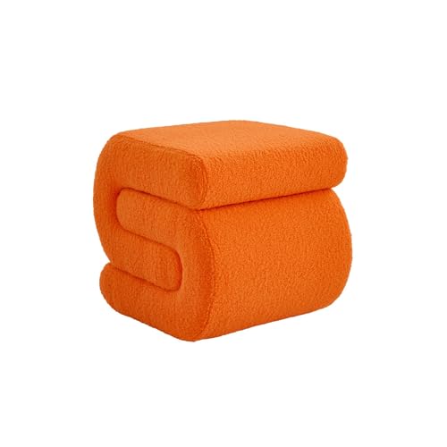 sweeek - Tabouret/Pouf Design revêtement Bouclette Orange 1 Place L 43 x P 47 x H 44cm - Sasha