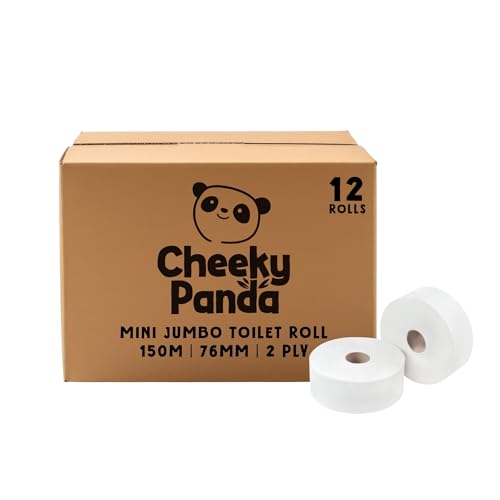 The Cheeky Panda – Professional Bamboo Mini Jumbo Toilet Rolls | Bulk Box of 12 Rolls (150m Length per Roll, 1800m Total) | Plastic-Free, For the Office, Eco-Friendly, Super Soft, Strong & Sustainable