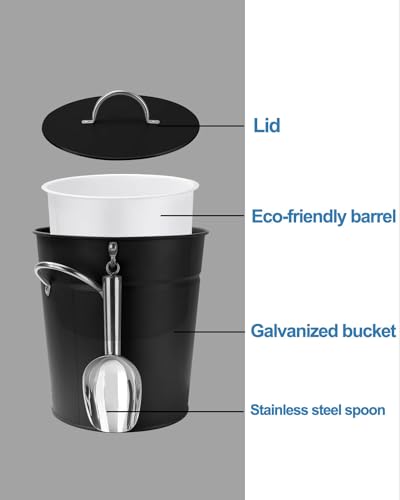 Vensovo 3Qt Black Galvanized Ice Bucket With Lid thumb #2