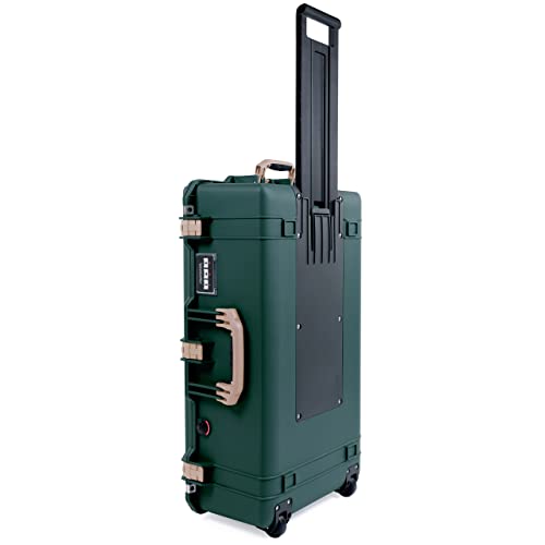 Trekking Green Pelican 1615 Air case with Tan Handles & latches. Comes empty.