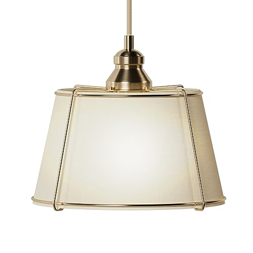 Linen Shade Chandelier Pendant Hanging Light, Cream White Shade in
