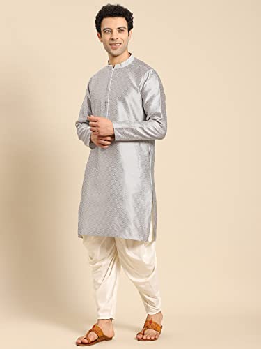 Image of Men's Navy Blue Cotton Festive Wear Regular Fit Woven Design Kurta | Indian Wedding Wear Kurta | Festive Ethnic Kurta
