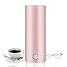 RHESHIN Hervidor de agua de viaje, hervidor de agua rápido, pequeño hervidor de agua portátil, tetera con protección seca y cable de alimentación separable, adecuado para leche, café y té (rosa)