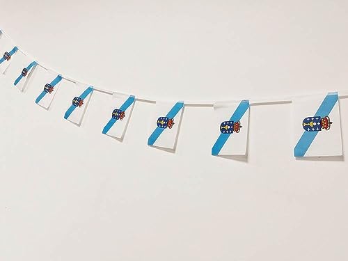 Galicia Flag 40pcs Galicia Flag Garland 11.4M Galicia Bunting Galicia National Flag European Flags 14x21cm for Bars Decorations (Galicia) - Image 3
