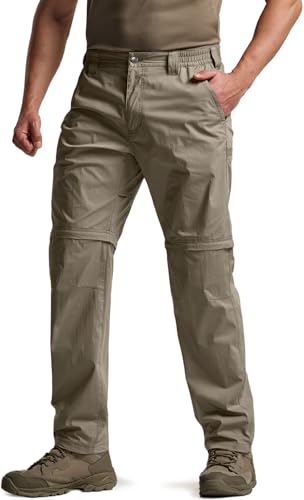 Image of CQR Men's Convertible Cargo Tactical Pants, Water Resistant Outdoor Hiking Pants, Zip Off Lightweight Stretch Work Pants
