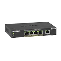 NETGEAR PoE Switch 5 Port Gigabit Ethernet LAN Switch PoE+ mit 4 Port bei 63 W (GS305P), Desktop- oder Wandbefestigung