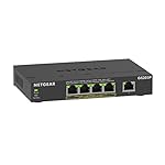 NETGEAR 5-Port PoE Gigabit Ethernet Unmanaged Essentials Switch (GS305P) - with 4 x PoE+ @ 63W, Desktop or Wall Mount