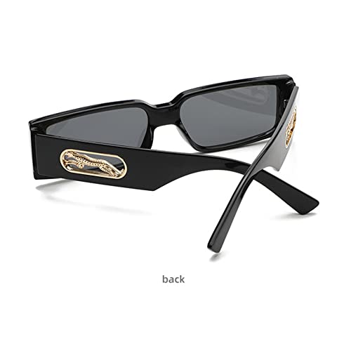 Lunettes de soleil rectangle femmes hommes designer punk léopard UV400 shades