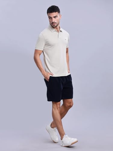 Image of Straight Fit Textured Mid Rise Shorts