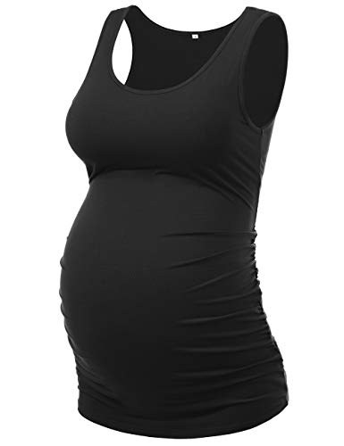 Maternity Tops Maternity Tank Tops Shirts Maternity Clothes (Black,M)