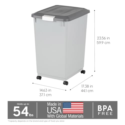 image for IRIS USA Dog Food Storage Container with Wheels, Airtight Lid, 2-Cup S