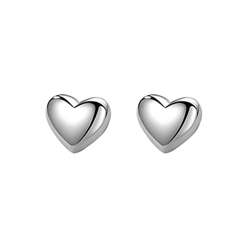 SLUYNZ Solid 925 Sterling Silver 8MM Fat Heart Earrings Studs for Women Teens Sweet Love Studs Earrings