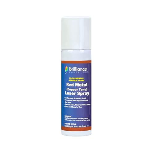 Brilliance Laser Inks 2 Oz Laser Marking Spray - Copper Tone Red, Permanent High Contrast Metal Engraving Aerosol for Fiber, YAG, Diode, and CO2 Laser Engraver Machine, BLI202