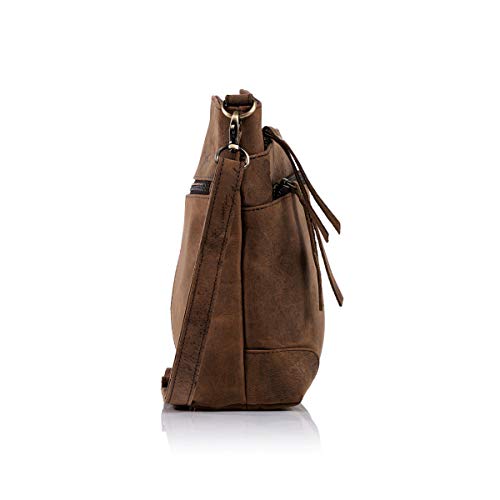 Image of Leather Crossbody Bag for women purse tote ladies bags satchel travel tote shoulder bag, Distressed Tan, Large