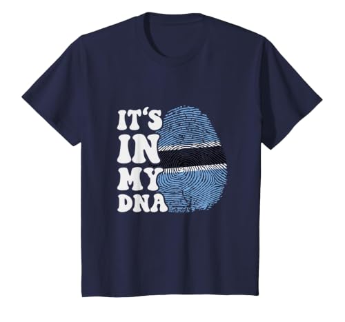 Funny It's in My DNA Botswana Flag Fingerprint T-Shirt, Youth, Navy Blue, 3T