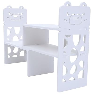 YARNOW Small Desktop Book Shelf White PVC Organizer for Office and Home Compact Book Storage Rack on Desktop