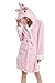 Produktbild DecoBay Einhorn Bademantel mit Kapuze Saunamantel Berber Fleece Morgenmantel Flauschiger Fasching Kostüme (Rosa, L)