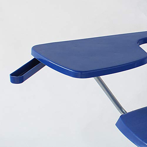 Yosogo Folding Chair With Writing Board (Blue Color) - Ergonomic Compact Portable Plastic Foldable Chair With Side Table, Book Net And Breathable Backrest For Student And Office #TOP1