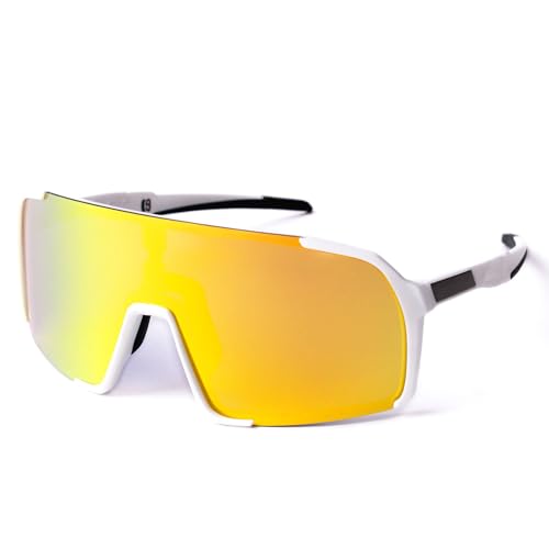 Polarized Sports Sunglasses with Interchangeable Lenses & UV Protection - Perfect for Cycling, Running