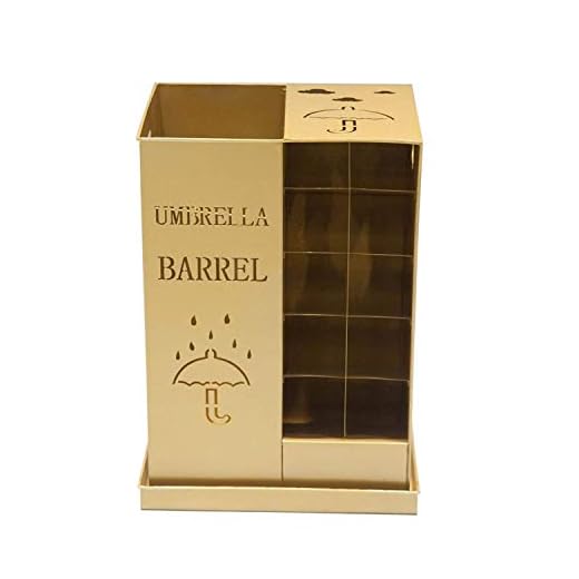 Square Metal Umbrella Stand with Compartments and Removable Drip Tray with Handles for Easy Movement Used in Homes Offices Restaurants 51x24x34cm (Gold)