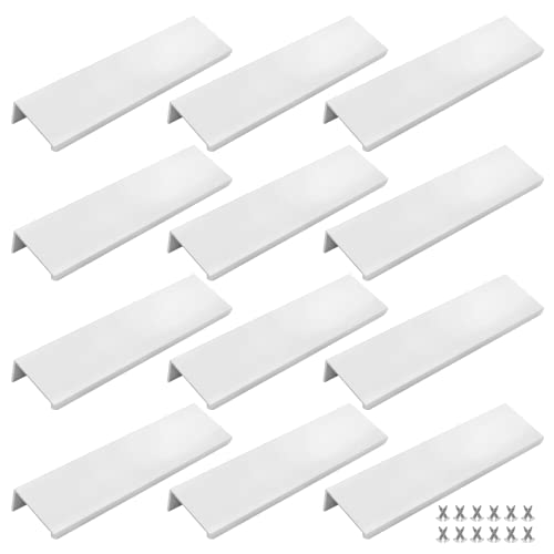 Qjaiune 12Pcs Back Mount Finger Edge Pull 150Mm / 5.9", Aluminum Hidden Handle Concealed Tab Pulls For Home Kitchen Living Room Door Drawer Cabinet (Silver, Straight Type, 38Mm / 1.5" Widened) #TOP24