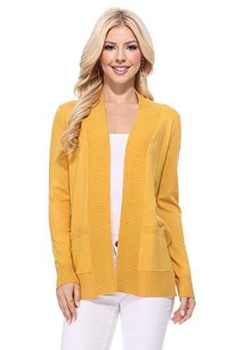 Image of YEMAK Women's Long Sleeve Open Front Knit Sweater Cardigan Shrug with Pocket (S-XL)
