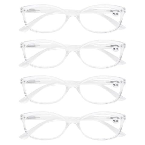 HAPJOYS Clear Reading Glasses for Women Men Readers Stylish Ladies Cheater Glasses +2.75 Lightweight Frame Comfortable Fit 4 Pack Cover