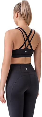 Image of RUNNING GIRL Sports Bras for Women,Padded Strappy Sports Bras Criss-Cross Back Medium Support Sports Bras with Removable Cups