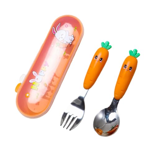Set De Cubiertos Para Niños De Acero Inoxidable, Facilidad De Uso, 16x6 Cm, Horquilla Y Cucharada Para Niños Pequeños, Cubiertos De Alimentación De Bebés, Fácil De Limpiar Y Lavavajillas, Para La Reun