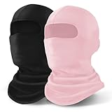 YESLIFE 2 Pieces UPF 50+ Balaclava Ski Mask, Motorcycle UV Protector, Motorcycle Helmets Face Mask for Men and Women (Pink+Black)